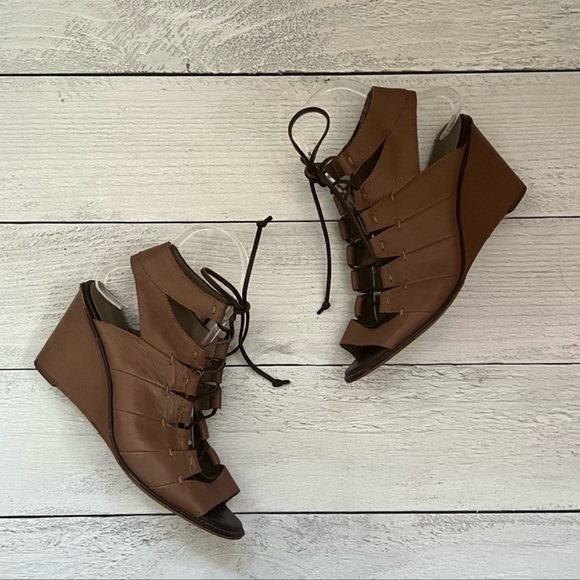 Anthropologie Shoes - Schuler & Sons Brown Lace Up Wedges